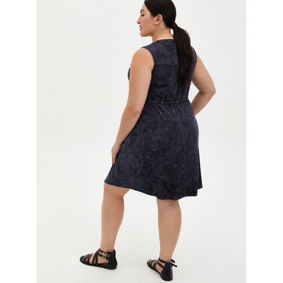 Torrid Mini Challis Zip Front Shirt Dress Tie Dye Gray Plus Size 2 2X Grunge - Picture 7 of 13